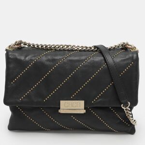 Ch Carolina Herrera Black Leather Studded Shoulder Bag